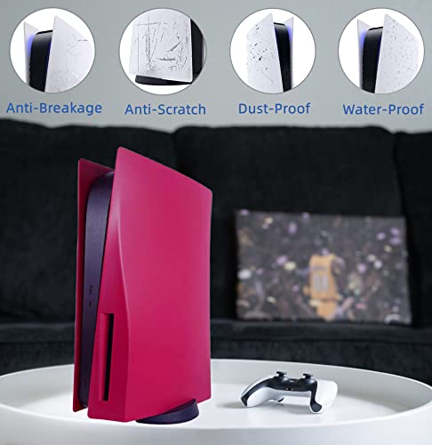 Disc Edition Face Plates Cover Skins Shell Panels For Ps5 Console, Playstation 5 Accessories Faceplate Protective Shell Replacement Plate Dustproof Anti-Scratch (Disc Cosmic Red) #TOP4