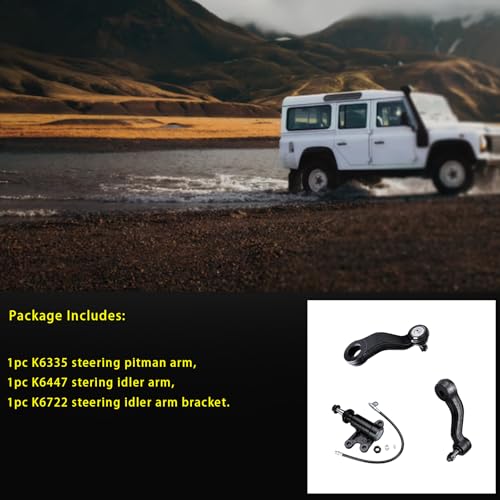 HHCM Pitman Arm + Idler Arm + Steering Idler Arm Bracket 3pc K6335 K6447 K6722 for Chevrolet GMC C1500/C1500 Suburban/C2500 Suburban/K1500/K1500 Suburban 1993-1999, C2500/C3500/K2500/K3500 1993-2000 - Thumbnail 3