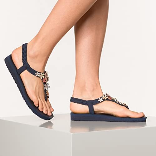 Skechers womens Meditation - GLASS Daisy - Floral Embellished Sandal Slingback, Navy Multi, 9 M US | Image 1