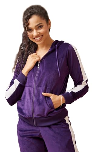 Image of LeeHanTon Sweat Suits for Women Set Comfortable Sweat Outfits Workout Suit Zip Velour Hoodie and Jogger Sport Suit