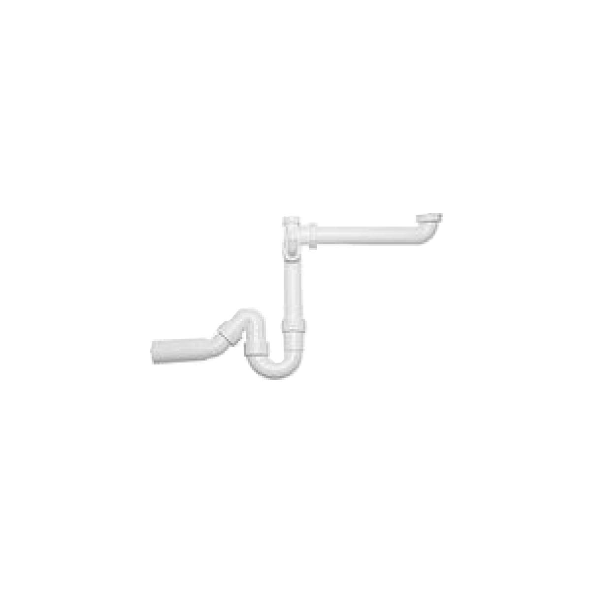 Siphon plat avec prise M&L 1,5"x40mm gain de place pour évier et lave-vaisselle