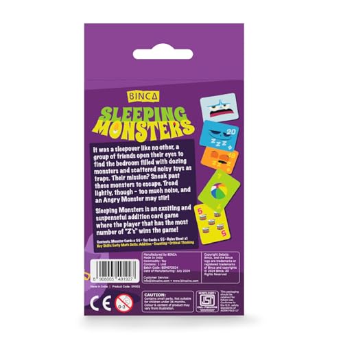 Image of Card Game - Sleeping Monsters, Sneakiest Strategy & Suspense Game for Kids, Return Gifts for Birthdays, Fun for Family Game Night, Educational & Travel Gifts for Ages 5 & Up, 2-5 Players