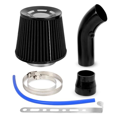 BARTOO 3'' Cold Air Intake Kit Aluminum Automotive Cold Air Intake Pipe Filter Induction Flow Hose Pipe Kit, Black
