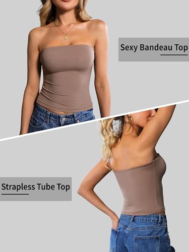 Image of Ibeauti Womens Tube Top Strapless Crop Tops Double Lined Sexy Y2K Going Out Off Shoulder Summer Top