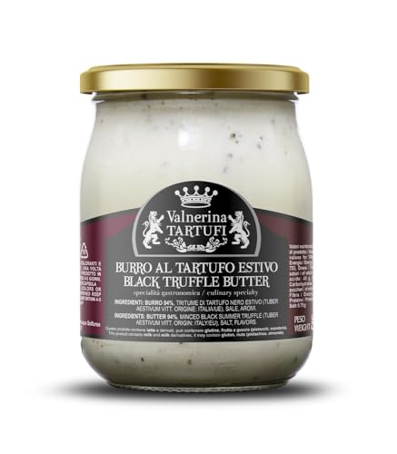 Valnerina Tartufi schwarze Trüffelbutter Sommer | Black Truffle Butter | Gastronomische Spezialität für Crostini, Bruschetta, Vorspeisen, erste und zweite Gerichte | Dose 450 gr.