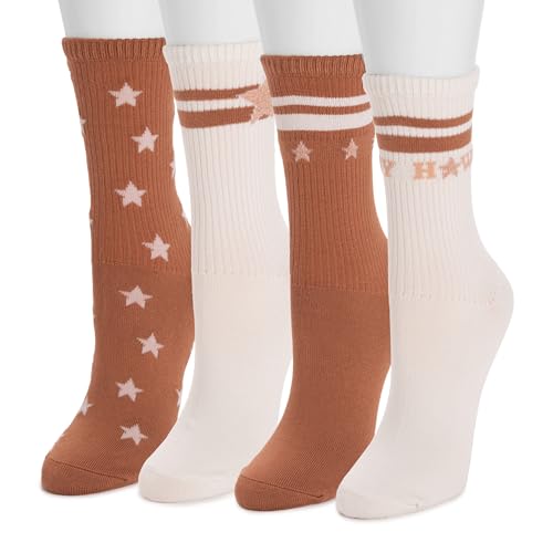 MUK LUKS Women's 4-Pack Poly Howdy Crew Socks2