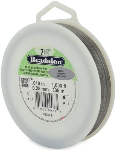 Beadalon 7 Strand Stainless Steel Bead Stringing Wire.010 in / 0.25 mm, Bright, 1000 ft / 305 m