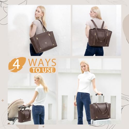 Image of miss fong Diaper Bag Tote Diaper Bags Convertible Mommy Bag Hospital Bag | 12 Pockets Panaleras Para Bebe with Changing Pad Large Capacity Diaper Tote Stroller Straps & Insulated Pockets for Mom & Dad