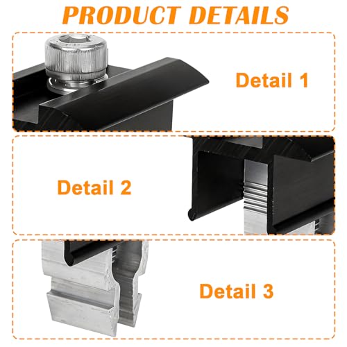 10-teilig Solarmodul Halterung Balkonkraftwerk, Solarpanel Mittelklemme Aluminiumlegierung Balkonkraftwerk Befestigung, Dachhalterungen Solarmodule für Gerahmte Modulhöhe 30mm-45mm