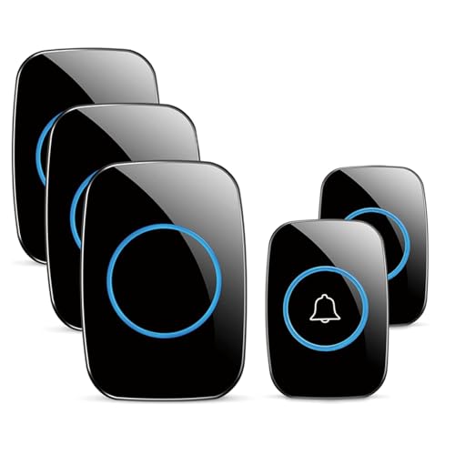 Image of Waterproof Wireless Doorbell with 2 Transmitters and 3 Receivers, Range to 300 m, Wireless Doorbell Kit for Door, 36 Melodies, 4 Levels of Volume, LED Indicator, for Home, Garden, Office, Villa