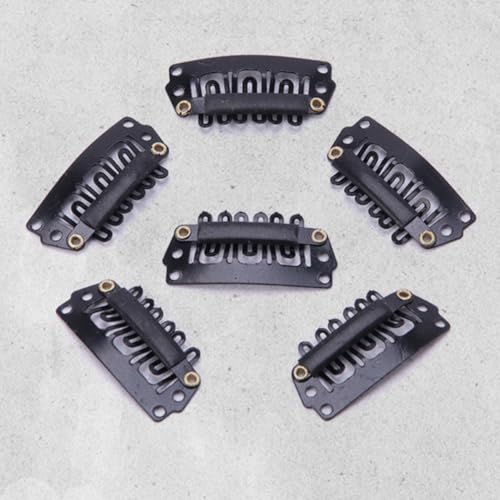 Pinzas para peluca de acero negro Abaodam, 100 clips de extensiones de cabello para coser DIY 5