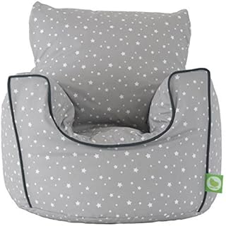 Cotton Grey Stars Bean Bag Arm Chair with Beans Toddler Size From Bean Lazy