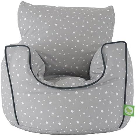 Cotton Grey Stars Bean Bag Arm Chair with Beans Toddler Size From Bean Lazy