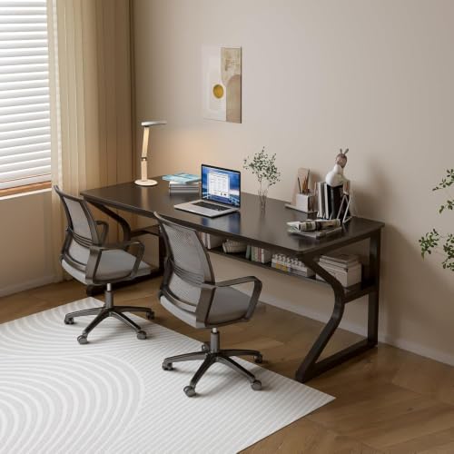 Image of TEKAVO Kynes Computer Table for Home Pc | Office Table for Home with Lower Shelf, Laptop Table, Work Table, Study Table, Modern Workstation | Black Wood, Metal, (160 Cm x 60 Cm x 75 Cm) - DIY
