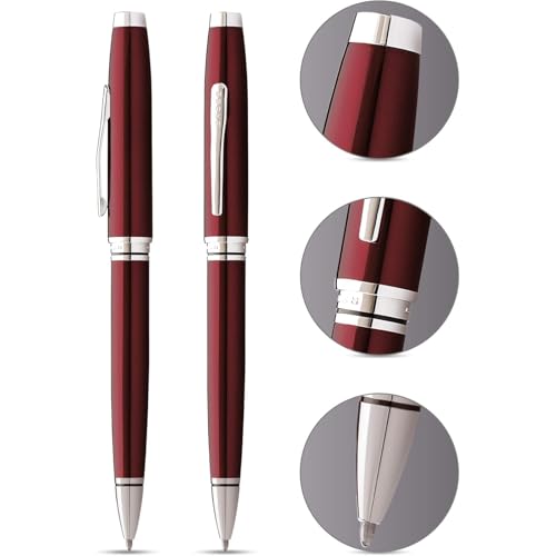 Image of Cross Coventry Red Lacquer Refillable Ballpoint Pen - Medium Point, Black Ink, Presented in a Luxury Gift Box