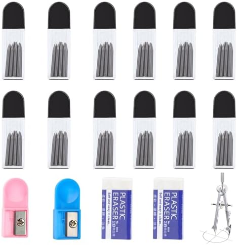 120 Stück Zirkelminen 2mm - 2B Stärke Mit Anspitzer & Radiergummi