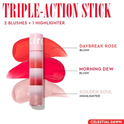 Image of Kiro Glow On The Go 3-in-1 Blush & Highlighter - Celestial Dawn, 3.5ml | Infused with Hyaluronic Acid & Peptides, Clean, Vegan, Hydrating Formula
