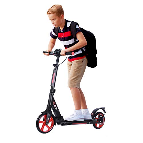 Scooter for Adults Scooters for Teens 12 years and Up, Disc and Rear Dual Brakes Design, Kick Scooters with Carry Strap and Bell, Large 8\" Wheels, Easy-Folding System, Height-Adjustable, Up to 220 lbs - Thumbnail 2