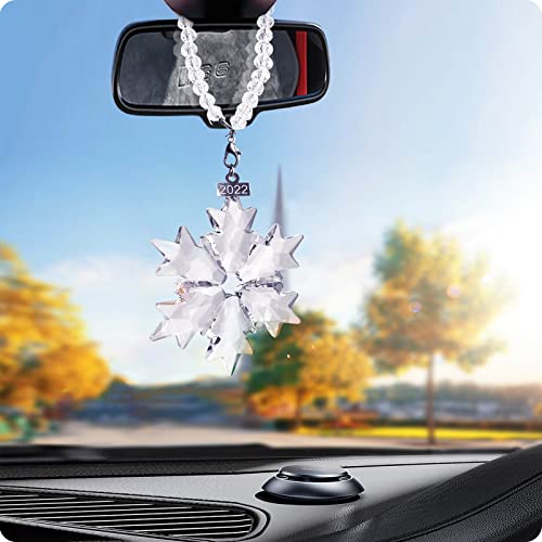 Fancyoung Crystal Snowflake Pendant Snow Ornaments 2022 Party Window Decor Christmas Decoration Wedding Hanging Ornament, Clear #TOP4