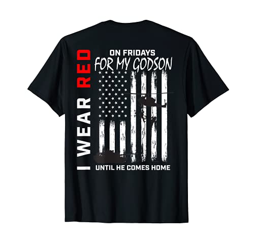 Red On Fridays Godson Veterans Remember Deployed USA Bandiera Maglietta