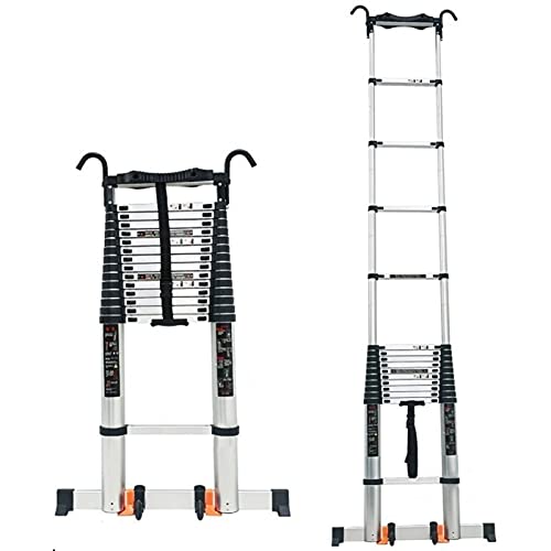 BEQLXTA Telescopic Ladder 5m with Detachable Hook Aluminum Extension Ladder for RV/Roof Tents/Attics 150kg Load Capacity Outdoor Work Tool