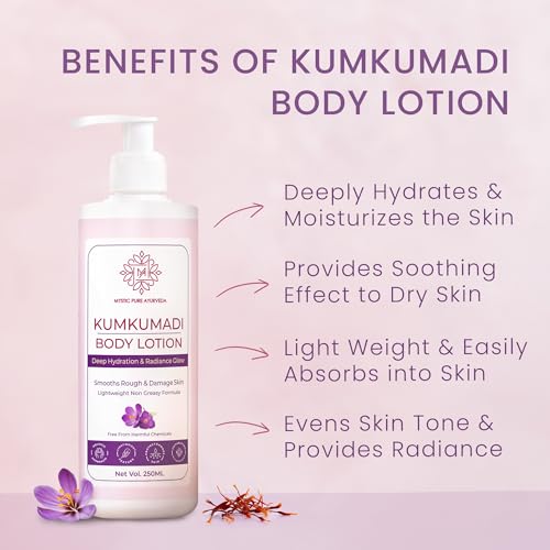Image of Kumkumadi Body Lotion, Deep Hydration, Rapire & Smooth Damage Skin wth Saffron and Turmeric for All Seasons- 500ml