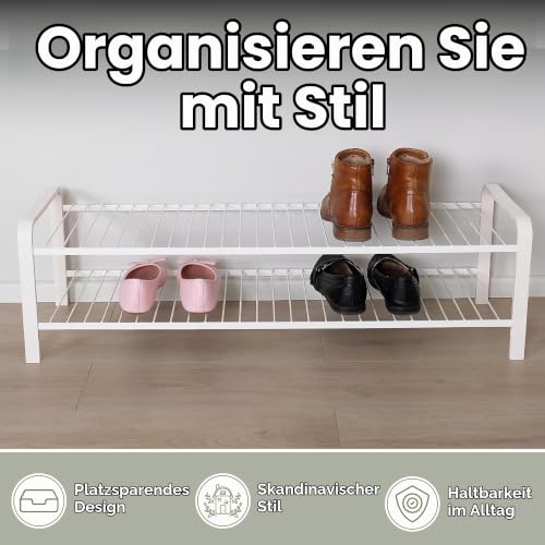 LM 392 Schuhregal aus Öko-Holz - pulverbeschichtetes Schuhregal platzsparend, 870 mm breite, ideal für Schrank… – Ansicht 2