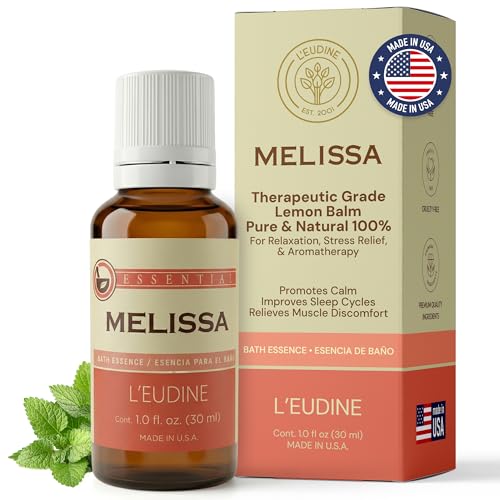 LEUDINE Melissa Essential Oil 1fl oz Therapeutic-Grade Lemon Balm Essential Oil All-Natural Pure Lemon Balm Extract Melissa Oil Essence for Aromatherapy Stress-Relief Muscle Discomfort