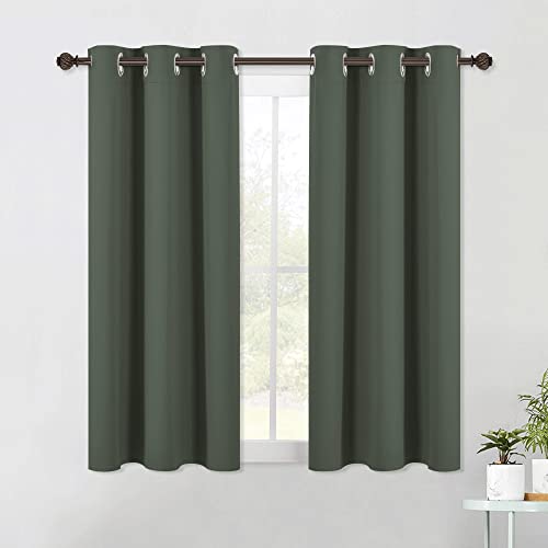 NICETOWN Shack Blackout Curtains 54 inches Long, Thermal Insulated and Privacy Room Darkening Drape Panels for Boy's Guest Room Door Small Short Windo