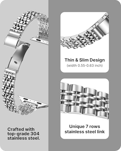 Fullmosa Slim Metal Straps Compatible with Apple Watch Straps 42mm(Series 11/10) 41mm 40mm 38mm for Women Stainless Steel Thin iWatch Bands for SE 3 2 1/Series 11 10 9 8 7 6 5 4 3 2 1 - Image 4