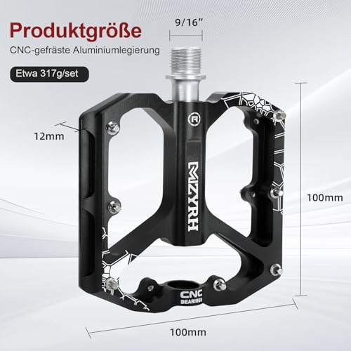 MZYRH Mountain Bike Pedals, 9/16 Inch 3 Bearing Bicycle Pedals - Image 2