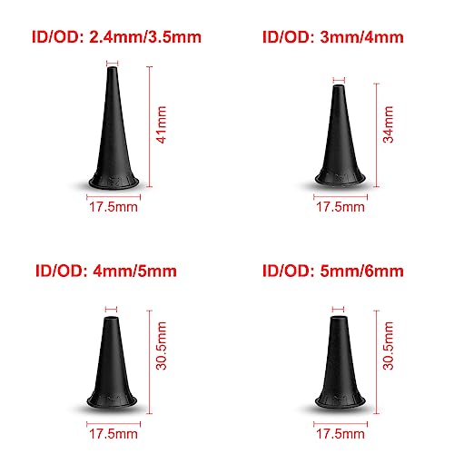 Ninyoon Original 4er-Pack 2,4/3/4/5 mm Otoskop-Spekulumspitzen, wiederverwendbares, nicht wegwerfbares Spekulum-Otoskopspitzen-Zubehörset für Erwachsene und Kinder, insgesamt 16 Einheiten