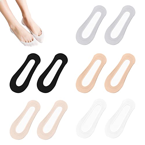 ZOCONE 10 Paia Calzini Corti Fantasmini Donna, Tinta Unita Eleganti Invisibili Antiscivolo Calze Cotone Seta per Primavera Estate Autunno (Colore misto)