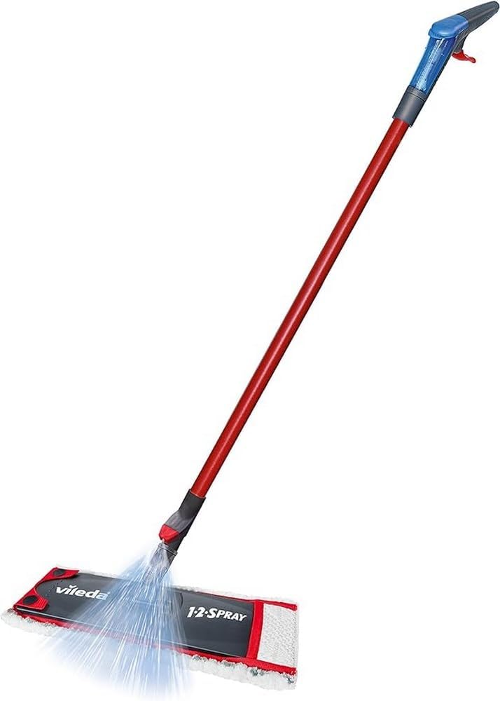 1-2 Spray Mop - Microfibre Mop with Built-in Spray Reservoir, No Bucket Required, Suitable for All Floor Types