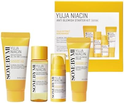 SOME BY MI - Yuja Niacin Anti Blemish Starter Kit | Includes Cleanser (1.01 oz), Toner (1.01 oz), Anti Blemish Serum( 0.33 oz), and Anti Blemish Cream (0.70 oz)