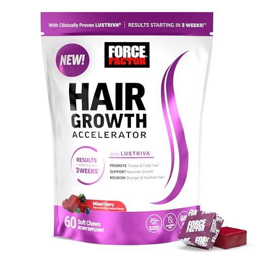 Force Factor Hair Growth Accelerator Soft Chews, Hair Growth Vita...