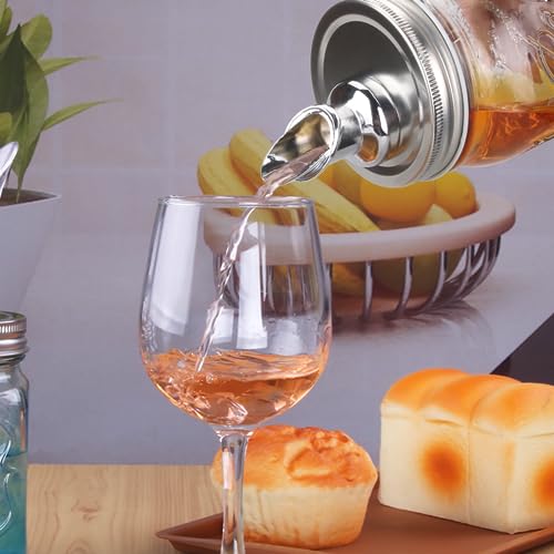 Image of Mason Jar Pour Spouts. free flow Mason Jar Pour Spouts, mason jar for spout regular mouth size 70mm dispenser germination cover. Suitable for any liquid (4 pieces stainless)
