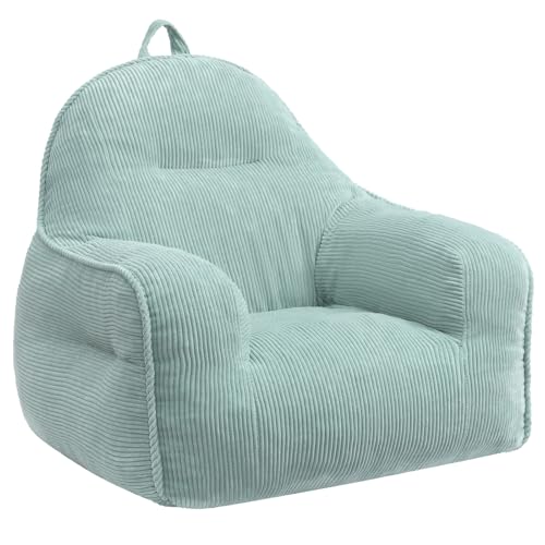 BEJOY Pouf poire confortable pour enfants avec rembourrage inclus, fauteuil pour tout-petit, pouf pour enfants, gris vert