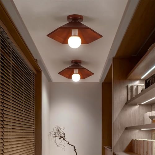 Lámpara de techo retro E27 en madera maciza semiempotrada para salón y dormitorio 8