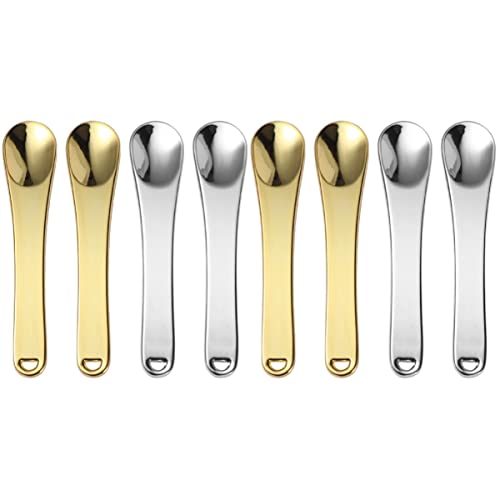 Beaupretty 8pcs Spatulas Scoop Spatula- Tool Sampling Silver Metal Facial Beauty for Cream Women Spatula Spoons Spoon Makeup and Alloy Girls Ladies Cm Mask Zinc Subing Reusable Mixing Golden