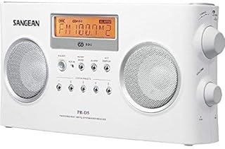 Sangean All in One Compact Portable Digital AM/FM Radio with Built-in Stereo Speaker, Earphone Jack, Alarm Clock Plus 6ft Aux Cable to Connect Any iPod, iPhone or Mp3 Digital Audio Player