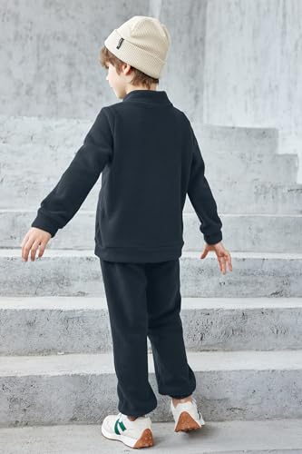 Image of Arshiner Toddler Boys Letter Embroidery Half Zip Sweatshirt & Pants Set Fuzzy Fleece Fall Winter Outfits 2~6 Years