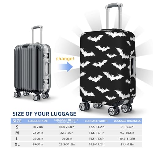 Luggage Cover Protector - White Cool Bat Print Suitcase Covers for Luggage Fit 18-21 Inch Suitcase2