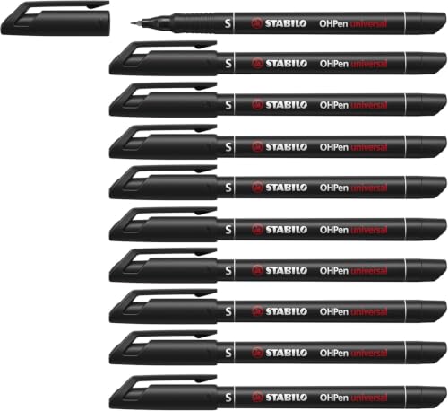 STABILO - Marcatore - OHPen universal Permanente | Tratto Superfine (0,4 mm), Confezione da 10, Nero