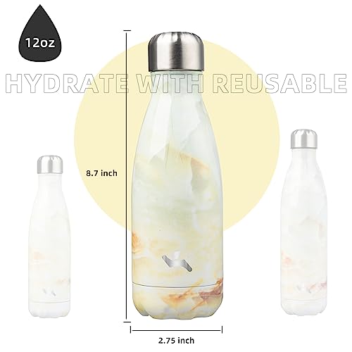 Image of Konokyo Insulated Water Bottles,12 oz Double Wall Stainless Steel Vacumm Metal Flask for Sports Travel,Marble Jade