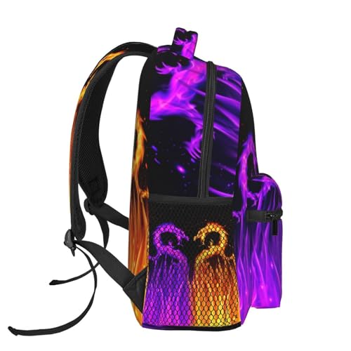 Gold and Purple Dragon Backpack for Boys Ages 4-12 Cool Fire Flame Backpacks Animal Bookbag for 2nd 3rd 4th 5th 6th Grade Kids Girls Back to School Gifts3