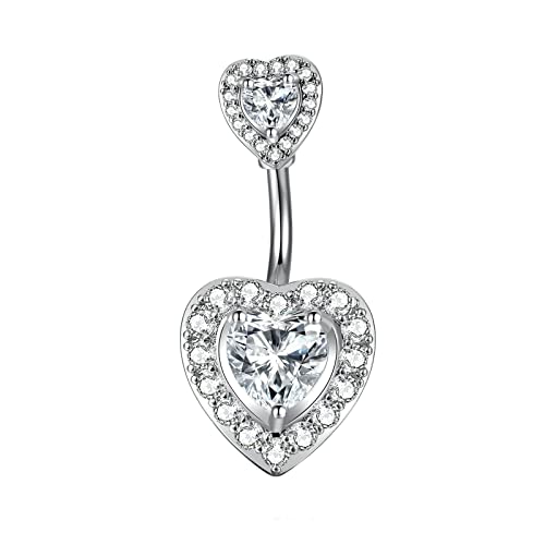 Beydodo Belly Button Jewelry 14g Surgical Steel, Belly Button Rings for Women Curved Barbell Belly Button Ring Heart Silver Beydodo Belly Button Jewelry 14g Surgical Steel, Belly Button Rings for Women Curved Barbell Belly Button Ring Heart Silver