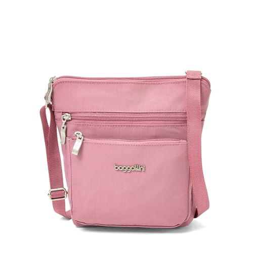 Baggallini Pocket Crossbody Bags for Women 8x8 Small Lightweight Nylon Water-Resistant Travel Purse W/RFID Wristlet