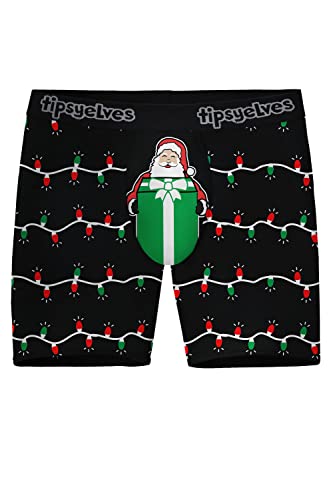Tipsy Elves Mens Gift From Santa Black and Green Boxer Briefs for Holidays and Parties Size Medium