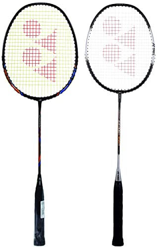 Image of Yonex Nanoray Light 18i Graphite Badminton Racquet with Free Full Cover (77 Grams, 30 lbs Tension) & ZR 100 Light Aluminium Badminton Racquet with Full Cover | Made in India (Black,Pack of 1)